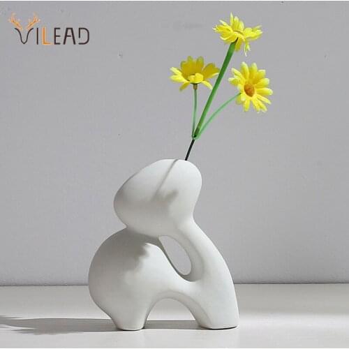 VILEAD Nordic White Vase Simple Art Plant Pot Home Decor Dried Flower ArrangementLiving Room Desktop Decoration Accessories