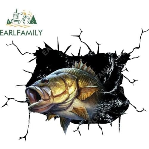 EARLFAMILY 13cm x 10cm for Bass Fish Windshield Car Stickers RV JDM Decal Waterproof Campervan Graffiti Funny Vinyl Car Wrap