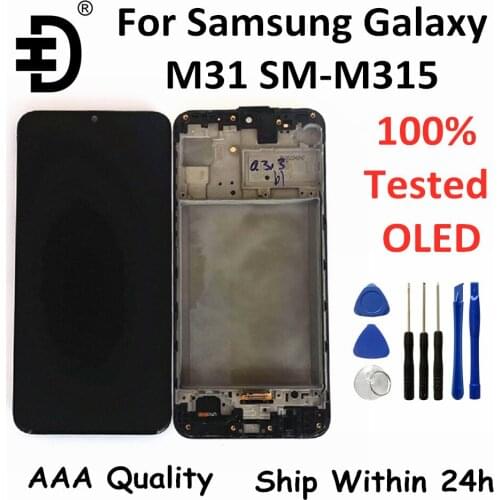 OLED LCD For Samsung Galaxy M31 M315 LCD Screen Display Touch Panel Digitizer Display For Samsung M31 LCD Replacement With Frame