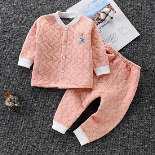 Winter Baby Thermal Underwear Newborn Baby Sleepwear Clothes Bebes Boys Girls Pajamas Set Warm Cotton Long Johns Kids