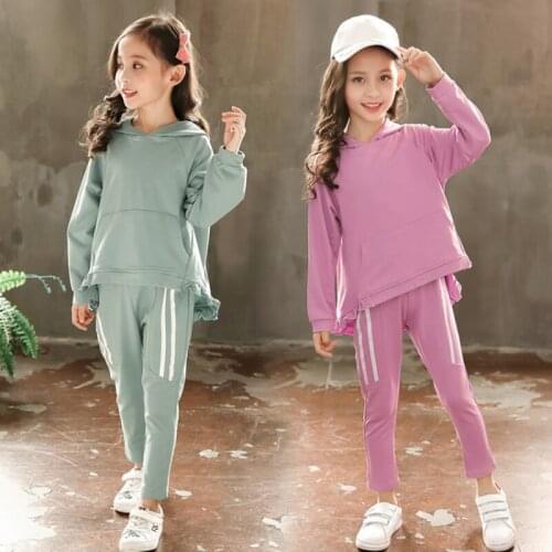 ZWY420 Spring Autumn Girl Clothes Hoodies+Pants Sport Suit Girls Clothing Set Kids Children Clothing Teenager Casual Tracksuit