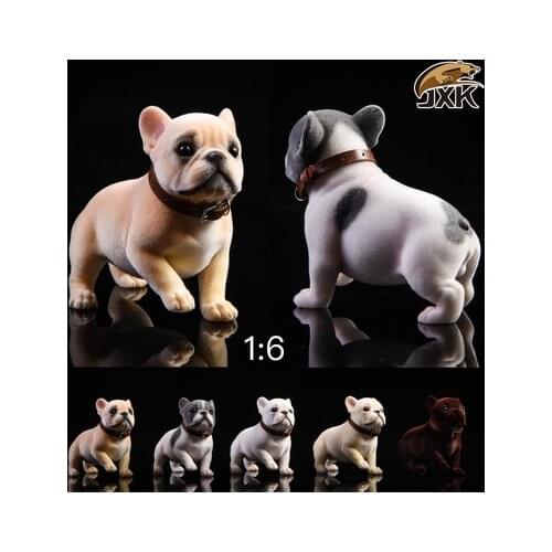 1/6 Scale Planted Hair French Bulldog Dog JXK028 Cute Pet Animal Figure Model Toy Scene Decoration Accessories