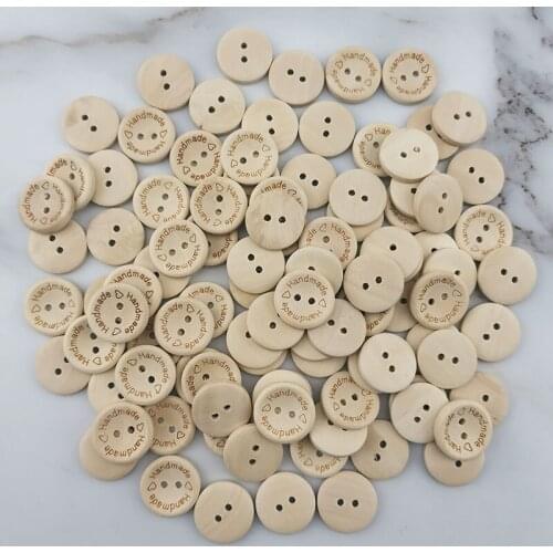 100pcs mix) 2 Holes 20mm Size Wood Buttons For Craft Round Sewing Scrapbook DIY Home Decoration handmade