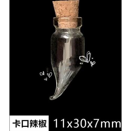 100pcs Chili Shape Glass Bottle Tiny Glass Jars With Cork Decorative Wish Glass Jars Wedding Holiday Mini Containers Bottles