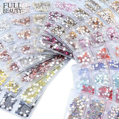 1440pcs Mixed Flatback Glitter Rhinestone for Nail Glass Crystal Stone Non Hot Fix FlatBack Nail Art Decoration Charms Set CH702