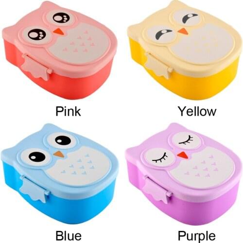 2 Layer Plastic Owl Lunch Box Food Container Storage Portable Kids School Bento Hot Gift Cutlery Cubiertos