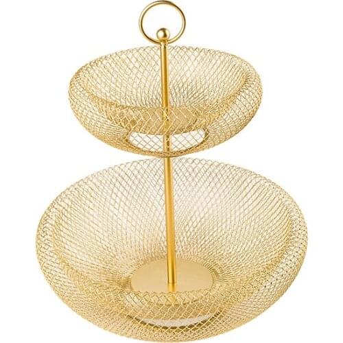 2-Tier Fruit Basket,Wire Fruit Bowls Holder,Decorative Fruits Basket,Kintchen Storage Basket for Snacks Fruits