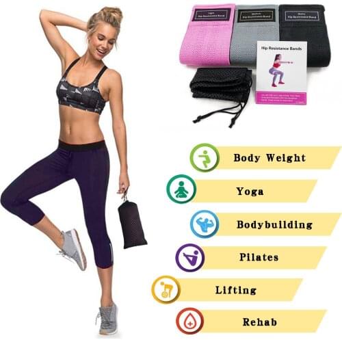 3pcs Durable Hip Circle Band Yoga Anti-slip Gym Fitness Rubber Band Exercise Braided Elastic Band Hip Lifting Resistance Band