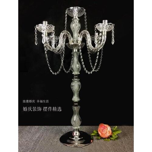 90cm Tall wedding candelabrums with crystal pendants crystal table centerpiece