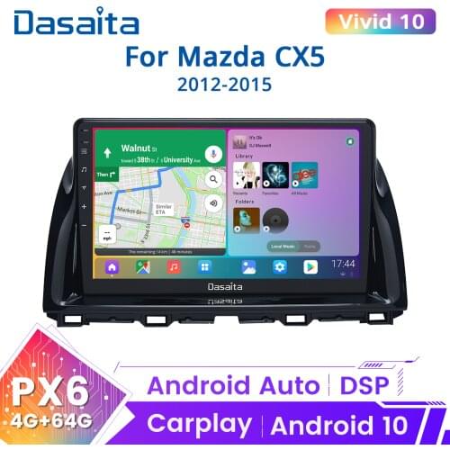 Dasaita 10.2" IPS Touch Screen Car 1 Din Android 10.0 Radio Player for Mazda CX5 CX-5 2013 2014 2015 DSP 64GB ROM GPS Navigation