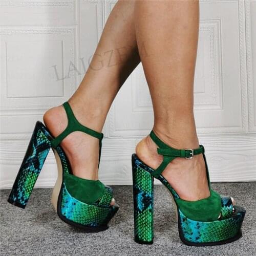 BERZIMER Women Platform Sandals Chunky High Heels Party Sandalias Pumps Zapatos Mujer Shoes Woman Large Size 43 45 49 50 52