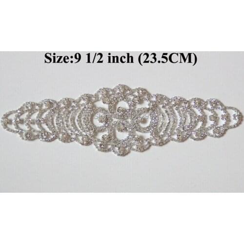 Free Shipping High Quality 5pcs/lot 9.5'' Crystal Rhinestone Applique for Wedding Gown Bridal Sash Evening Wear LSAP011
