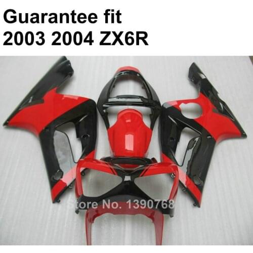 Free custom fairing kit for Kawasaki ZX6R 2003 2004 red black fairings Ninja ZX 6R fairings 636 03 04 IT17