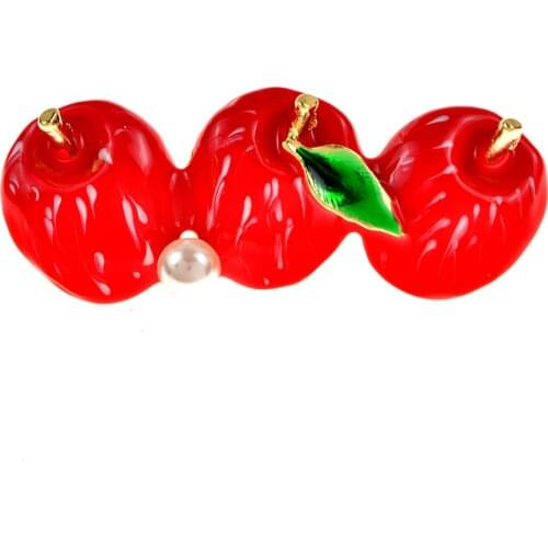 CINDY XIANG New Enamel Red Apple Brooches For Women And Men Cute Fruit Brooch Pins Western Christmas Eve Festival Jewelry Gifts