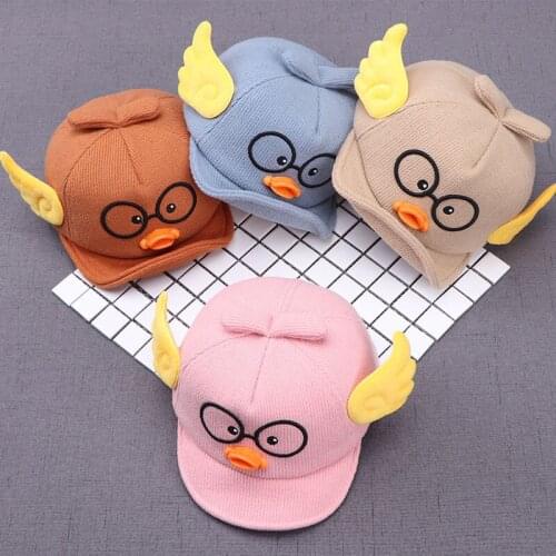 Baby cartoon duck baseball cap childrens sun cap beret cotton baby cap for girls and boys 1-4 years old baby cap