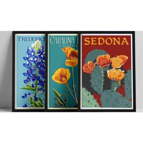 California Arizona Texas Travel City Scenery Vintage Landscape Poster Prints Wall Art Canvas Painting For Living Room Home Decor