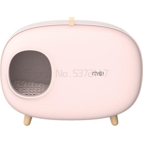 Cat Litter Box Semi-Closed Design with Scoop Luxury Large Smart Cat Litter Tray Bedpans Sand Toilt Training Cat Kitten