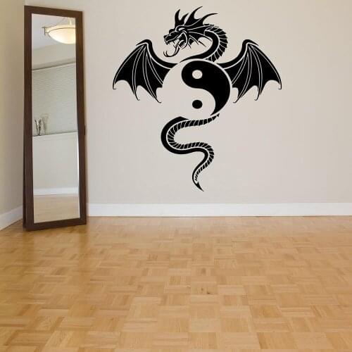 Yin Yang Wall Sticker Vinyl Decal Dragon Reptile Yin Yang Tattoo Wall Decals Home Decor Living Room Wall Decor Art Mural C998