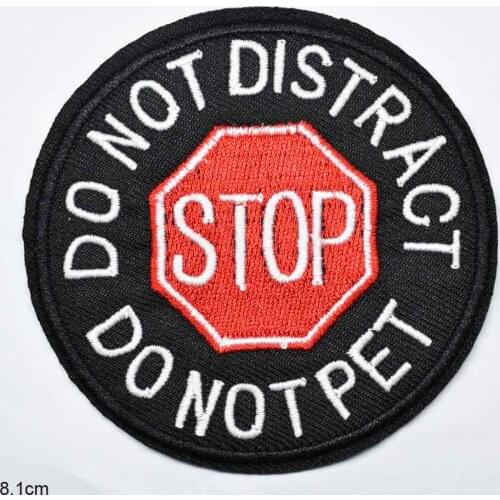 Stop No DO NOT PET Iron On Embroidered Clothes Patches For Girl Woman Clothing Stickers Garment Wholesale
