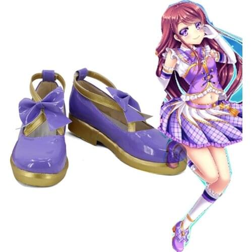 Aikatsu Idol Activity Shibuki Ran Cosplay Shoes Purple Boots Custom Made