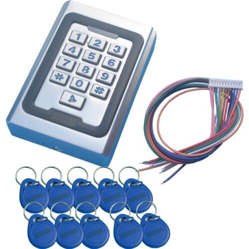 Rfid Metal Access Control Keypad With Waterproof Cover Contactless Door Controller Electric Security Lock+10pcs 125KHz Keychains