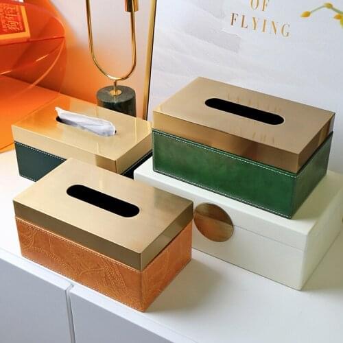Nordic Luxury Tissue Boxes Creative Simple Metal Living Room Storage Creative Tissue Boxes Boite A Rangement Home Garden DB60ZJ
