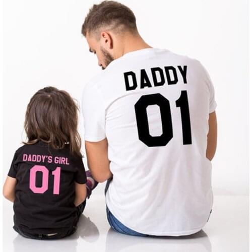 Family T Shirt Daddy Girl Short Sleeve Family Matching T-Shirts Father Son Matching Tees Summer Family Clothes Letter Print Tops