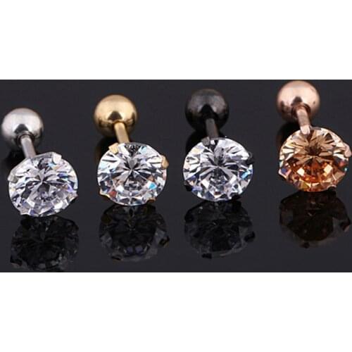 1 pcs/bag Size 3/4/5/6mm 4 Colors Medical titanium needle True zircon Ear Studs Boys and girls Earrings For DIY Party Earrings