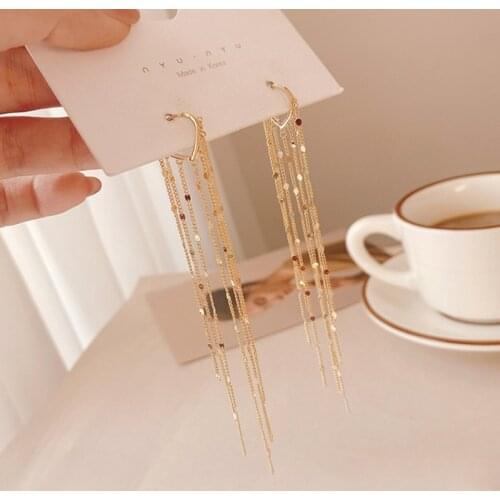 2 Styles Long Tassel Drop Earrings For Women 2021 Korean Joker Sweet Lovely Heart Elegant Women Earrings Elegant Jewelry Brincos