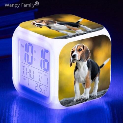 2021 New Super Cute Pet Dog Cat Alarm Clocks For Kids Room Multifunction Color changing Alarm Clock Gifts for children