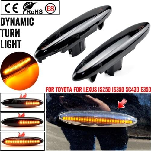 2PCS Led Dynamic Side Marker Turn Signal Light For Lexus IS250 IS350 SC430 Toyota MARK X REIZ CROWN UZZ40 Highlander Camry 40