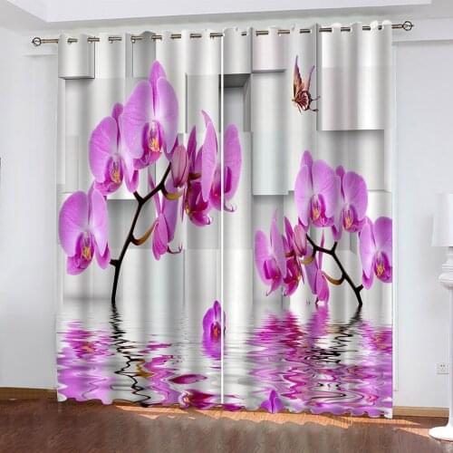 Three-dimensional Aster Purple Flowers 3D Blackout Curtains Bedroom Living Room Kitchen Computer Room Heat Insulation Home Decor
