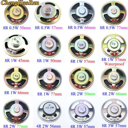 ChengHaoRan 1pcs Ultra-thin speaker waterproof 4/8 ohms 0.5/1/2/6 watt 1W 8R speaker Diameter 45/50/56/57/66/77MM 5.7cm 77cm