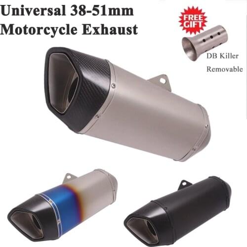 Universal 51mm Motorcycle Project Exhaust Pipe Escape Modify Muffler Carbon DB Killer For R6 CB500X MT-09 Z900 ATV Dirt Bike R15