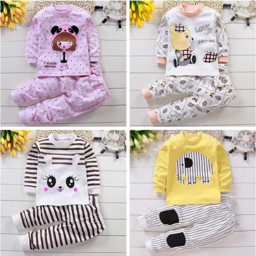Spring And Autumn Clothes Newborn Babys Long Sleeve Cotton Underwear Set Two-piece Pajamas For Baby Boys And Girls