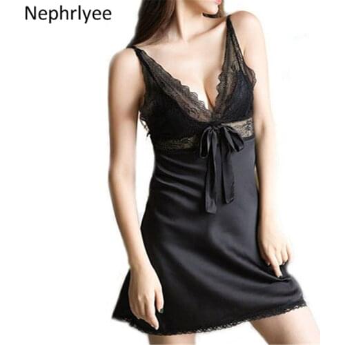 Women Sexy Lace Backless Lady Sleepwears Erotic Strappy Nightwear Nightgown Female Mujer Vestidos SLP001446