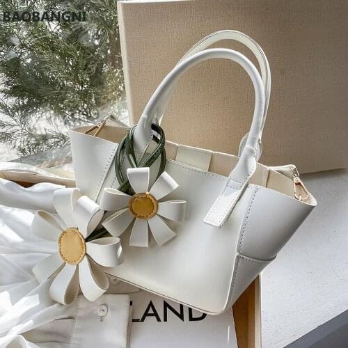 Elegant Femael Tote Bucket Bag Fashion High-quality PU Leather Womens Designer Handbag Flowers Shoulder Messenger Bag
