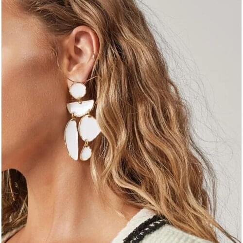 New Arrival Chic Metal Trendy Summer Lovely Geometric Enamel Dangle Earrings For Women Fashion Jewelry Wholesale