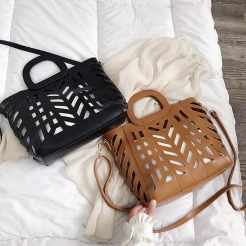 PU Leather Handbags for Women 2021 Luxury Designer Shopper Wallet Fashion New Personality Solid Color Hollow Tote Crossbody Bags