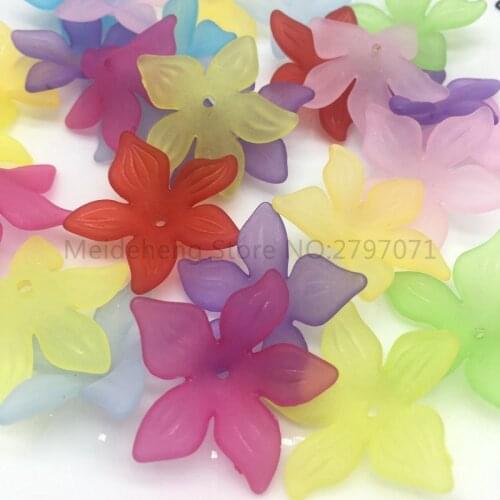 10*29mm DIY Acrylic Matte flower Beads Big five-petal high quality Cheap beads for needlework and Jewelry making 500g