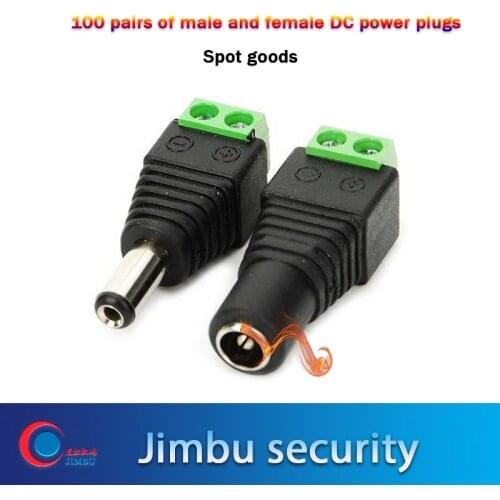 100 Pairs DC Power Male and Female Jack Adapter Plug Free Welding DC Male Female Head For CCTV Camera DVR Free Shipping