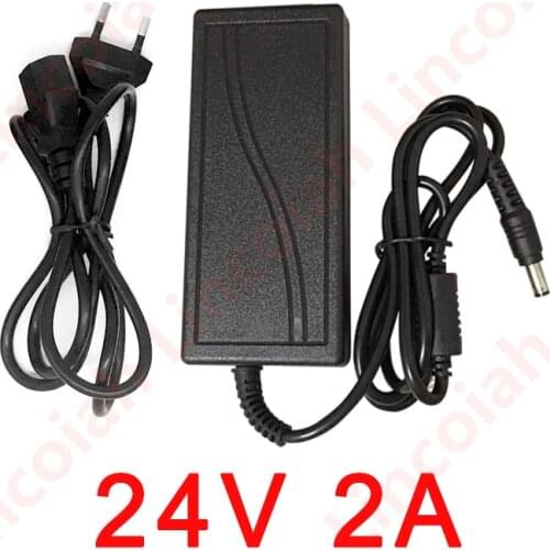 1pcs AC 100-240V to DC 24V 2A 2000MA Power Adapter Supply Charger DC 5.5-2.5mm/2.1mm Converter For LED Strips EU/US/UK/AU Plug