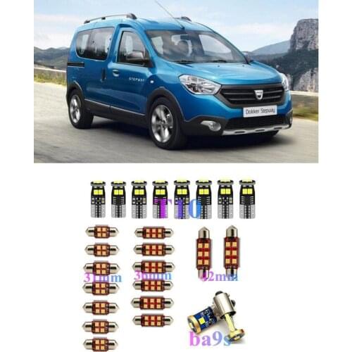 Interior LED Lights Replacement for DACIA DOKKER DUSTER LODGY LOGAN SANDERO SOLENZA Accessories Kit WHITE