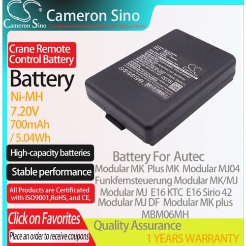 CameronSino Battery for Autec Funkfernsteuerung Modular MJ Plus MK E16 KTC fits Autec MBM06MH Crane Remote Control battery 7.20V