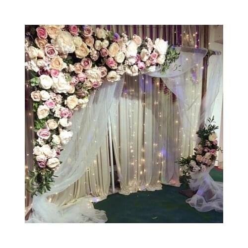 White with hot pink roses Wedding Flower Wall Artifical Silk Flower arch Backdrop Wedding Decoration