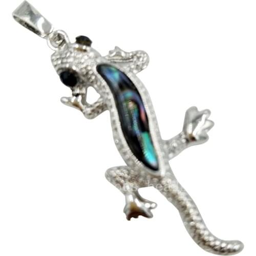 Free shipping Fashion Jewelry 32x40mm New Zealand Ablone Shell Animal House lizard Art Pendant Bead 1pcs MC6184