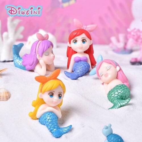 1pc Girl Mermaid Model Action Figure Cartoon Character Figurine DIY Birthday Cake Decoration Kitchen Toy Doll House Gift Kids