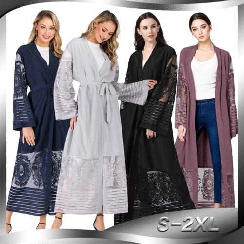 Abaya long dresses Cardigan New Fashion Womens Clothing Embroidered Gauzy Cardigan Dubai Robe Dress muslim dress abaya turkey