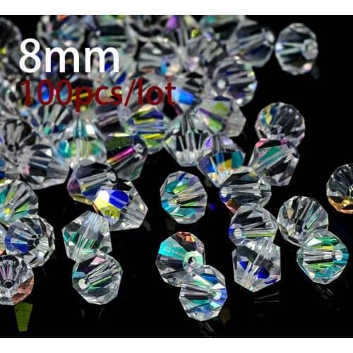 Crystal Bicone Beads 5328/5301 100PCS/LOT 6/8mm Czech Loose Crystal Beads/Faceted Glass Beads for Garment Beads