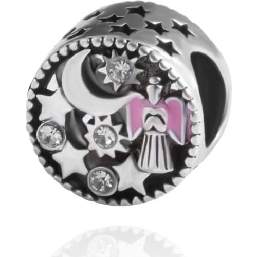 HPXmas Wholesale 5pcs/lot Moon Star Round Bead for Making Jewelry Charm Bracelet Accessories Cabochons for Needlework